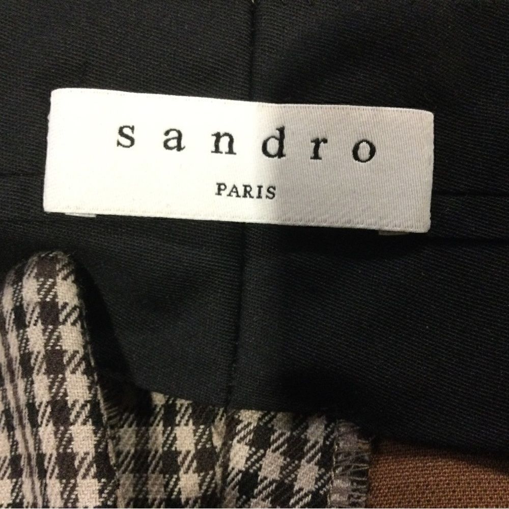 SANDRO Straight Checked Pattern Side Stripes Pants - Picture 8 of 11